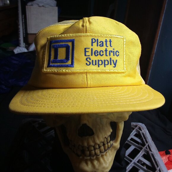 Deadstock Vintage Louisville Platt Electric Supply Patch Snap Trucker Hat - Picture 1 of 7